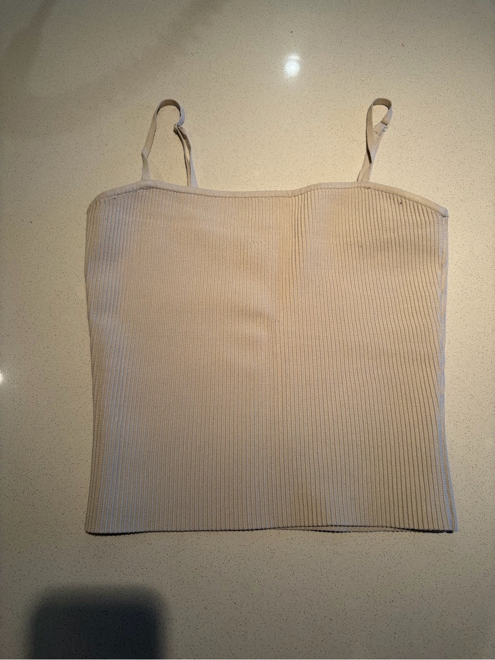 Babaton Cream Ribbed Spaghetti Strap Tank
